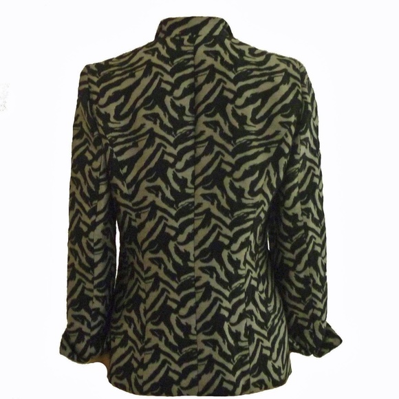 Anne Klein NWT Blazer Jacket Animal Print Black Grey 10 - Picture 2 of 3